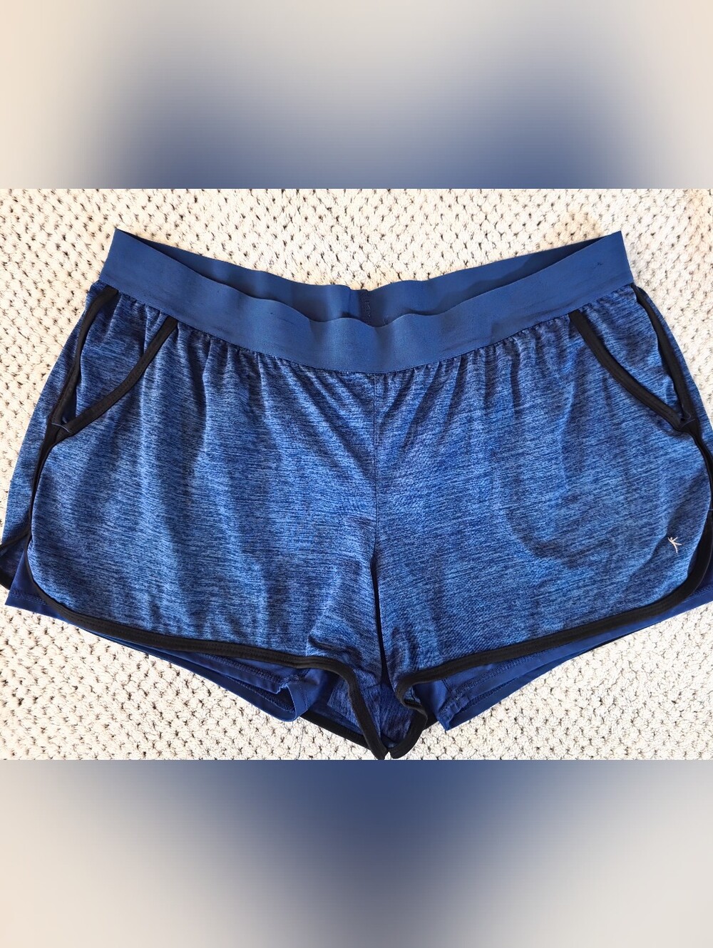 Danskin Now Blue Heathered Athletic Shorts with Black Trim